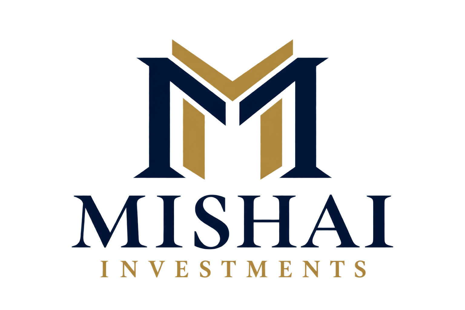 MISHAI INVESTMENTS navy and gold monogram logo